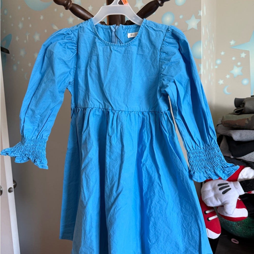 Blue Long Sleeve Kids Dress